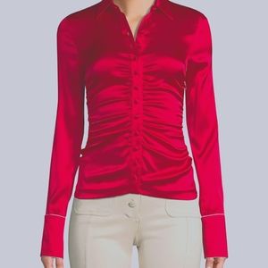Alexis Red Stacee Silk Ruched blouse (on tag L size, but it is small actually)